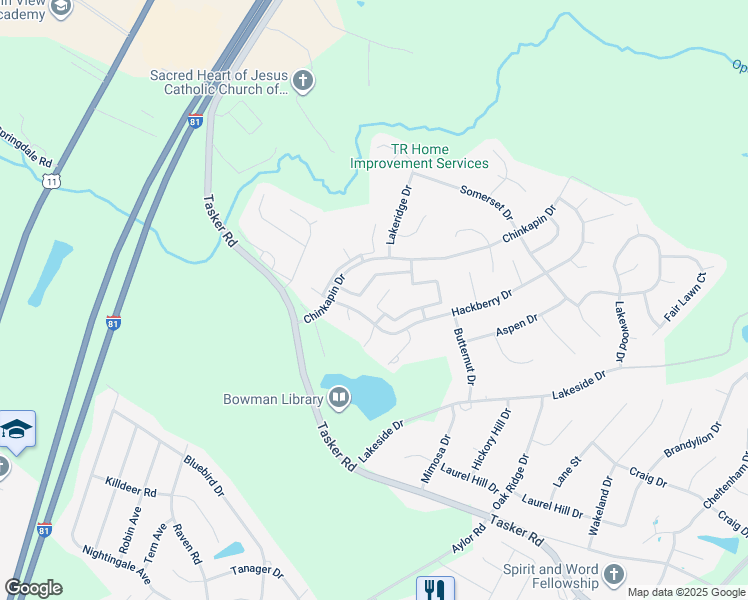 map of restaurants, bars, coffee shops, grocery stores, and more near 413 Surrey Club Lane in Stephens City