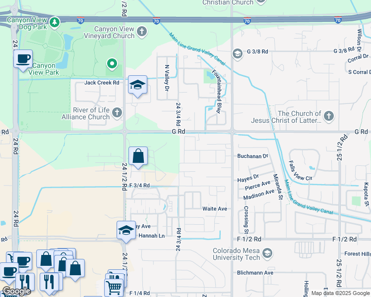 map of restaurants, bars, coffee shops, grocery stores, and more near 2479 G Road in Grand Junction