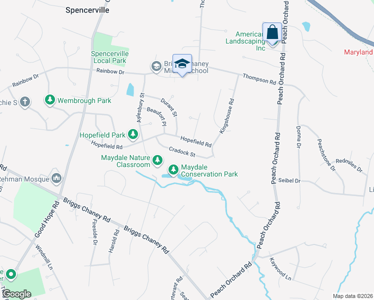 map of restaurants, bars, coffee shops, grocery stores, and more near 1932 Cradock Street in Silver Spring
