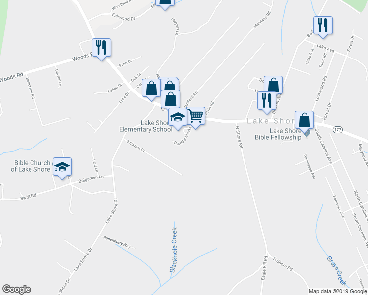 map of restaurants, bars, coffee shops, grocery stores, and more near 15 Dorothy Meeks Lane in Pasadena
