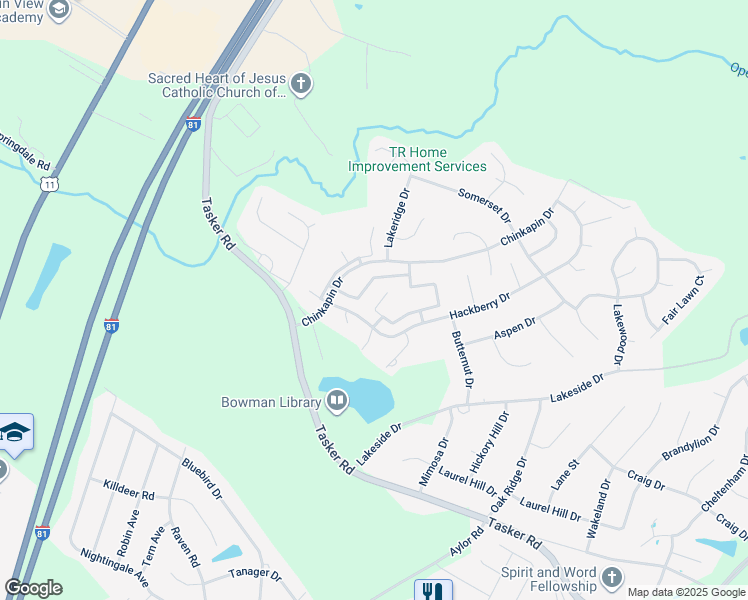 map of restaurants, bars, coffee shops, grocery stores, and more near 417 Surrey Club Ln in Stephens City