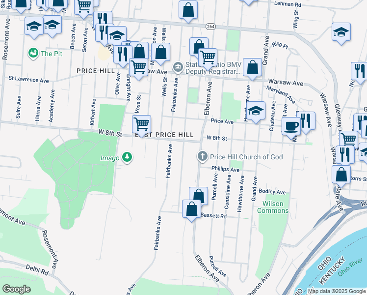 map of restaurants, bars, coffee shops, grocery stores, and more near 746 Woodlawn Avenue in Cincinnati