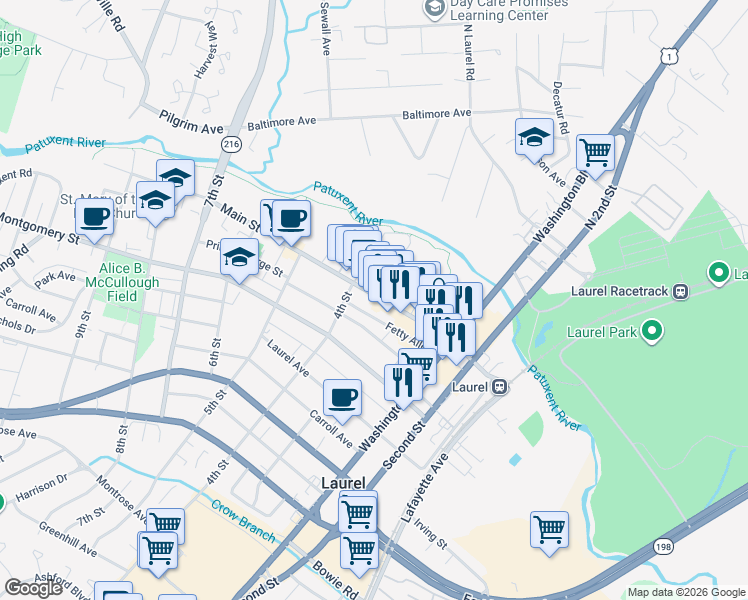 map of restaurants, bars, coffee shops, grocery stores, and more near 101 Independence Avenue Southeast in Washington