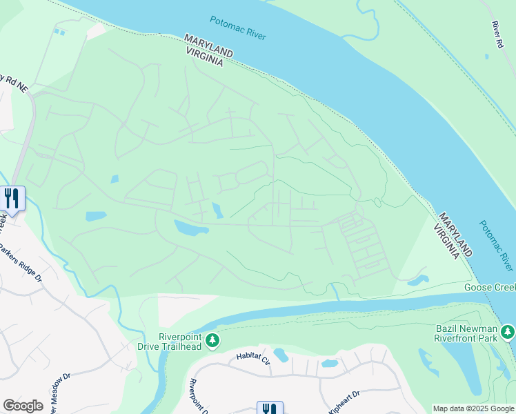 map of restaurants, bars, coffee shops, grocery stores, and more near 43610 Beaver Creek Terrace in Leesburg