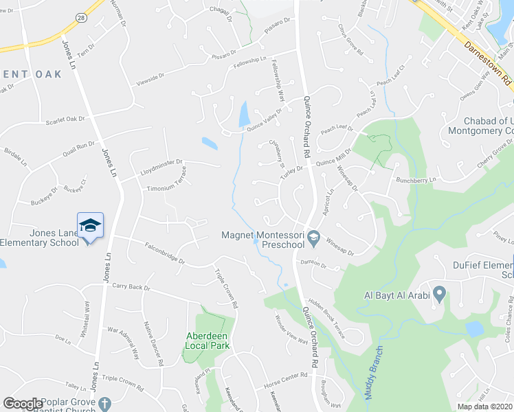 map of restaurants, bars, coffee shops, grocery stores, and more near 12342 Sour Cherry Way in Gaithersburg