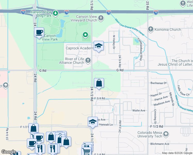 map of restaurants, bars, coffee shops, grocery stores, and more near 680-698 24 1/2 Road in Grand Junction