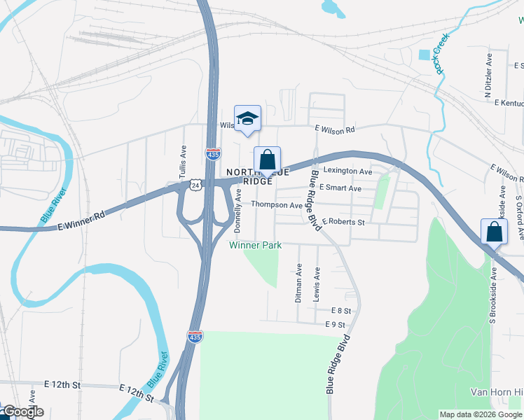 map of restaurants, bars, coffee shops, grocery stores, and more near 514 Wallace Avenue in Kansas City