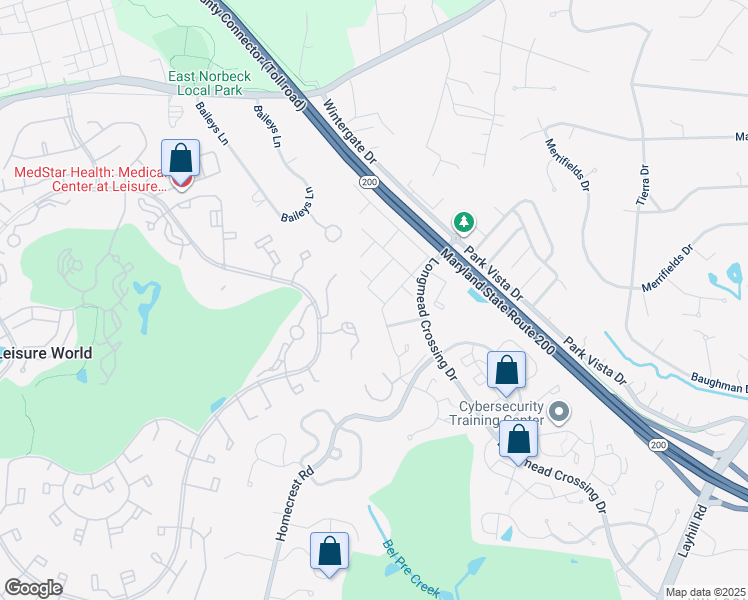 map of restaurants, bars, coffee shops, grocery stores, and more near 2600 Camelback Lane in Silver Spring