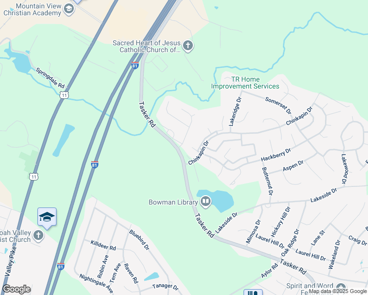 map of restaurants, bars, coffee shops, grocery stores, and more near 100 Nature Drive in Stephens City
