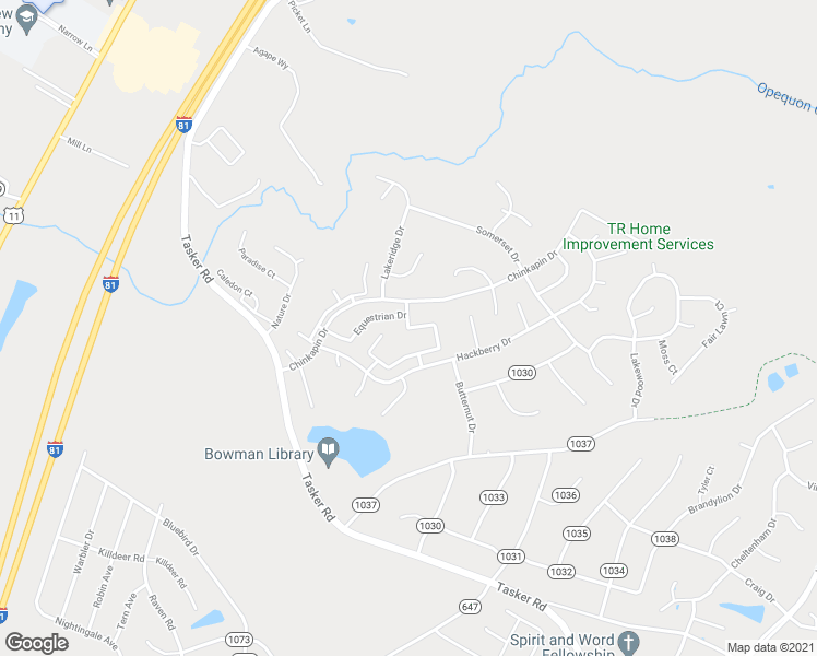 map of restaurants, bars, coffee shops, grocery stores, and more near 356 Surrey Club Lane in Stephens City