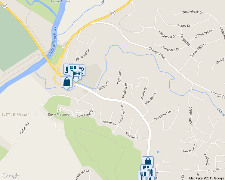 map of restaurants, bars, coffee shops, grocery stores, and more near 5462 Beechmont Avenue in Cincinnati