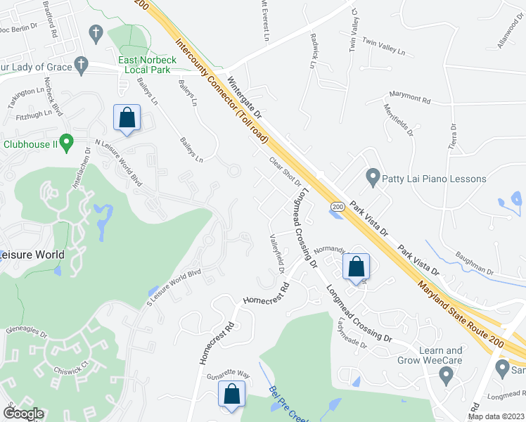 map of restaurants, bars, coffee shops, grocery stores, and more near 2610 Camelback Lane in Aspen Hill
