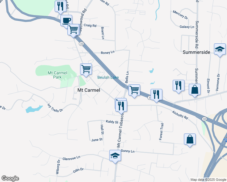 map of restaurants, bars, coffee shops, grocery stores, and more near 4545 Yates Lane in Cincinnati
