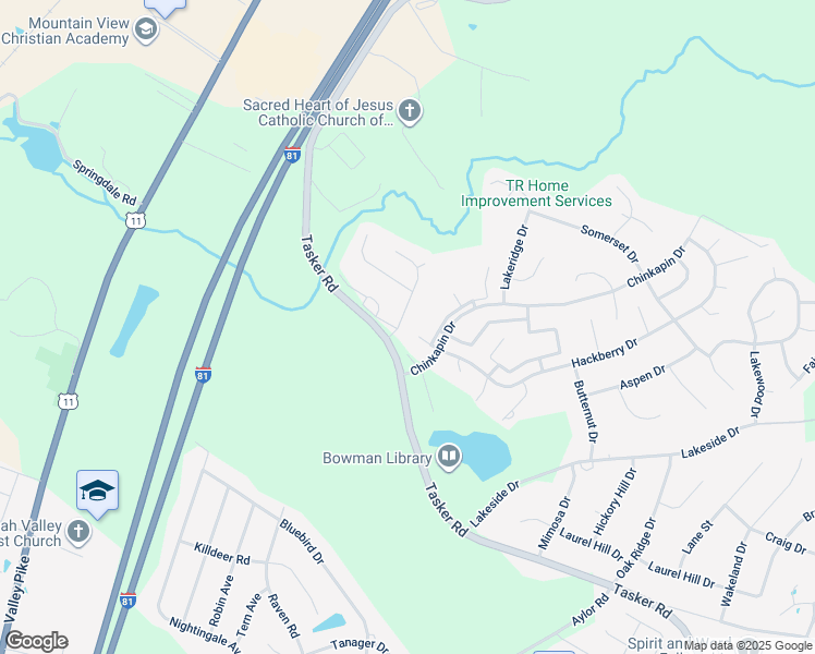 map of restaurants, bars, coffee shops, grocery stores, and more near 104 Nature Drive in Stephens City