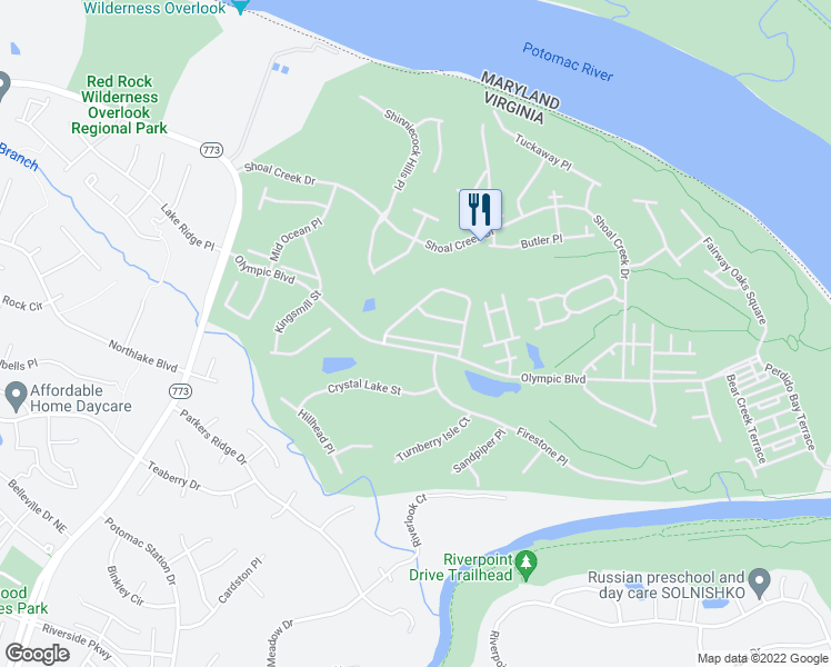 map of restaurants, bars, coffee shops, grocery stores, and more near 43404 Westchester Square in Leesburg