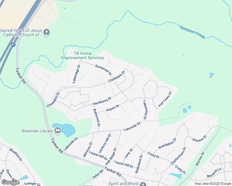 map of restaurants, bars, coffee shops, grocery stores, and more near 237 Hackberry Drive in Stephens City