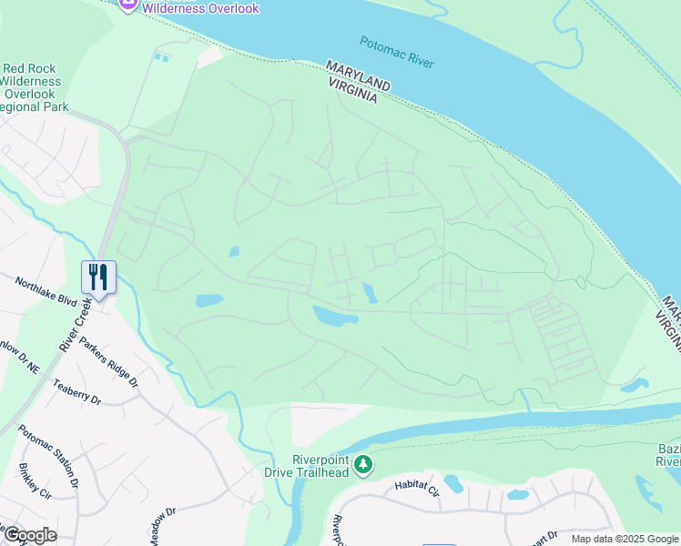 map of restaurants, bars, coffee shops, grocery stores, and more near 18424 Green Island Terrace in Leesburg