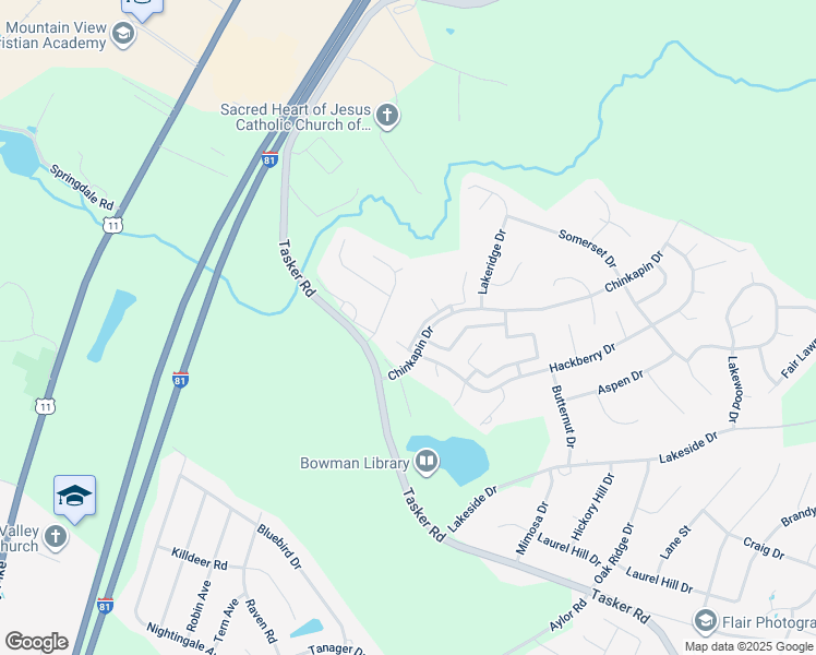 map of restaurants, bars, coffee shops, grocery stores, and more near 112 Nature Drive in Stephens City