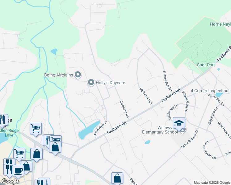 map of restaurants, bars, coffee shops, grocery stores, and more near 4570 Timberlake Drive in Batavia