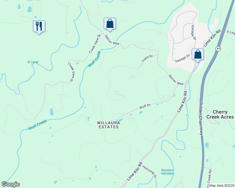 map of restaurants, bars, coffee shops, grocery stores, and more near 11305 Tracy Drive in Grass Valley