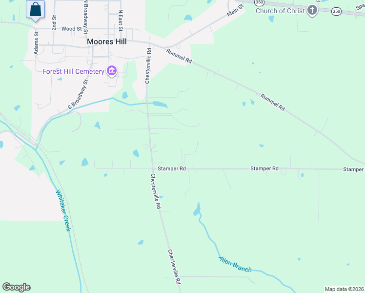 map of restaurants, bars, coffee shops, grocery stores, and more near 14142 Stamper Road in Moores Hill