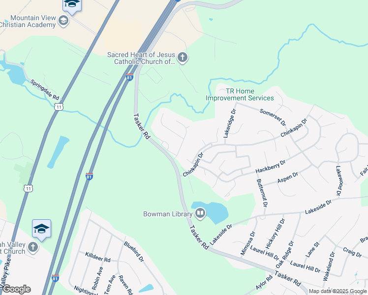 map of restaurants, bars, coffee shops, grocery stores, and more near 110 Nature Drive in Stephens City