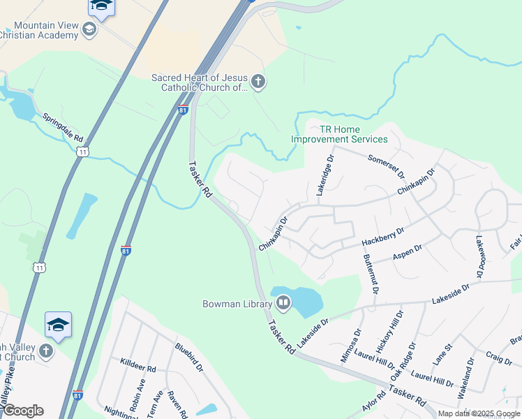 map of restaurants, bars, coffee shops, grocery stores, and more near 110 Nature Drive in Stephens City