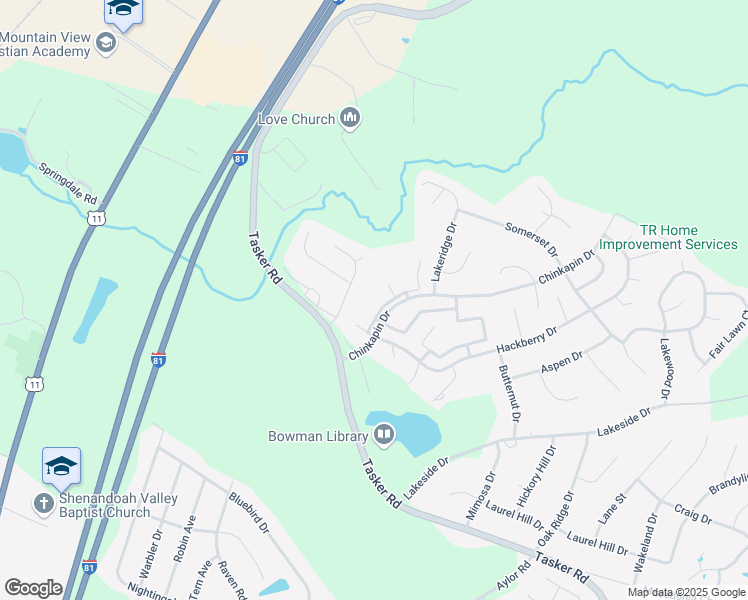 map of restaurants, bars, coffee shops, grocery stores, and more near 112 Nature Drive in Stephens City
