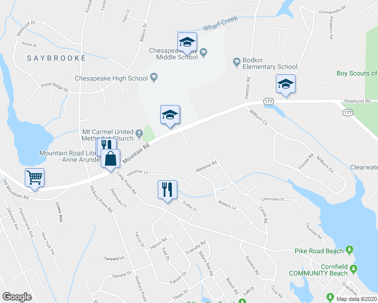 map of restaurants, bars, coffee shops, grocery stores, and more near 4785 Mountain Road in Pasadena