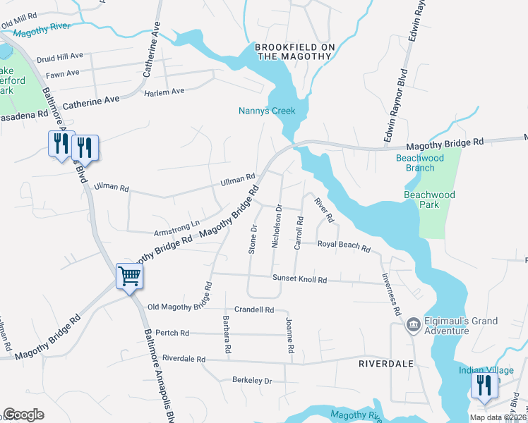 map of restaurants, bars, coffee shops, grocery stores, and more near 23 Stone Drive in Pasadena