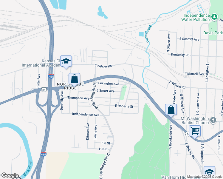 map of restaurants, bars, coffee shops, grocery stores, and more near 8800 East Smart Avenue in Independence