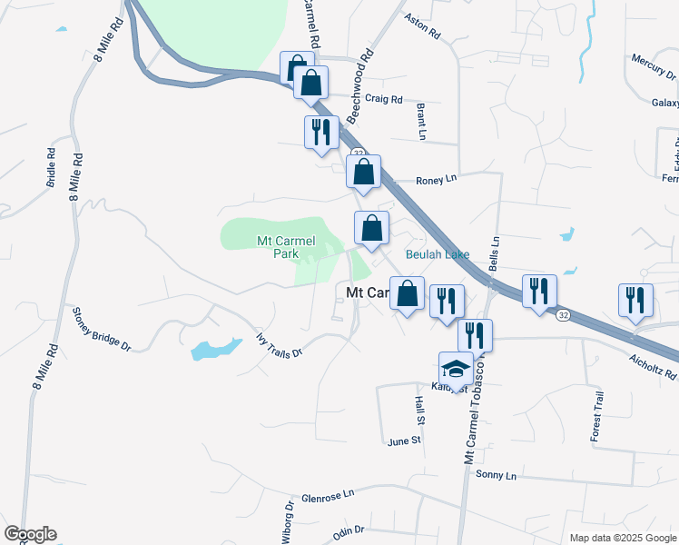 map of restaurants, bars, coffee shops, grocery stores, and more near 100-198 Newlun Court in Cincinnati