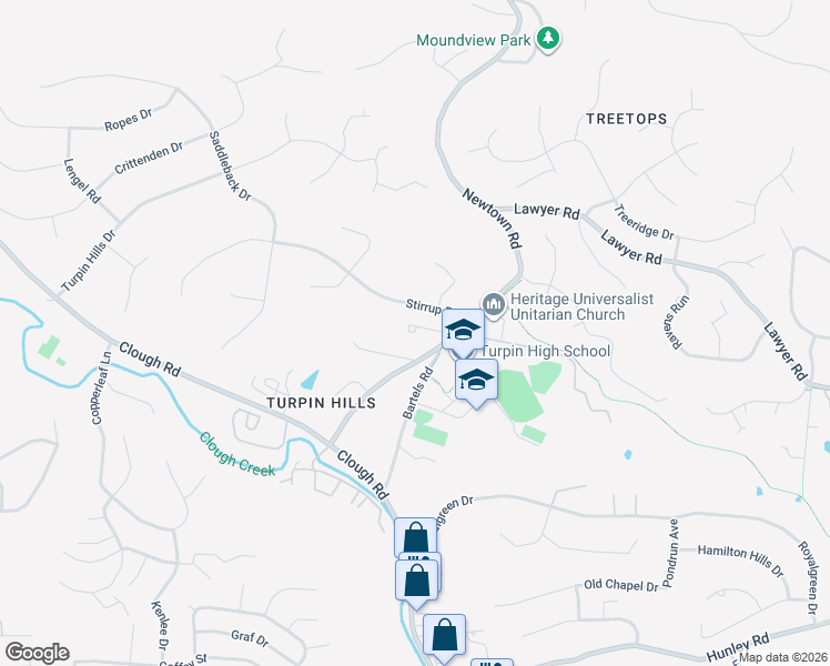 map of restaurants, bars, coffee shops, grocery stores, and more near 2677 Newtown Road in Cincinnati