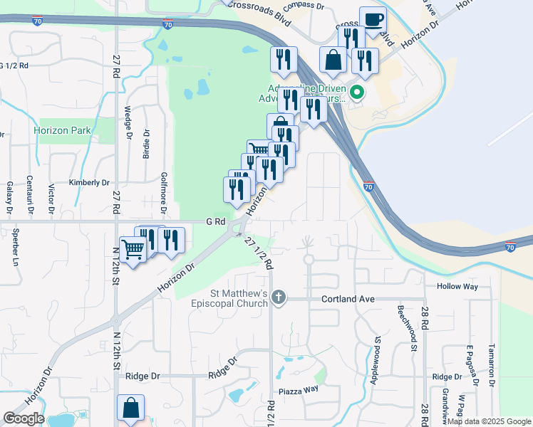 map of restaurants, bars, coffee shops, grocery stores, and more near 704 Horizon Drive in Grand Junction
