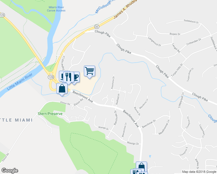 map of restaurants, bars, coffee shops, grocery stores, and more near 2773 Keystone Drive in Cincinnati