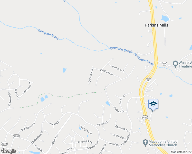 map of restaurants, bars, coffee shops, grocery stores, and more near 106 Camaruge Court in Stephens City