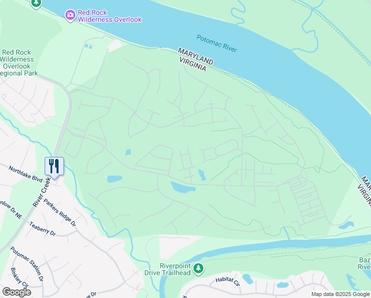 map of restaurants, bars, coffee shops, grocery stores, and more near 18395 Harbour Town Terrace in Leesburg