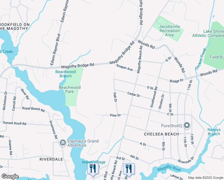 map of restaurants, bars, coffee shops, grocery stores, and more near 174 Oak Drive in Pasadena