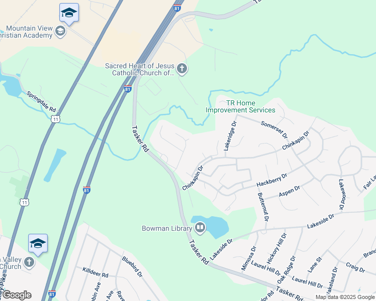 map of restaurants, bars, coffee shops, grocery stores, and more near 118 Nature Drive in Stephens City