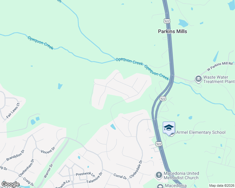 map of restaurants, bars, coffee shops, grocery stores, and more near 109 Falabella Drive in Stephens City