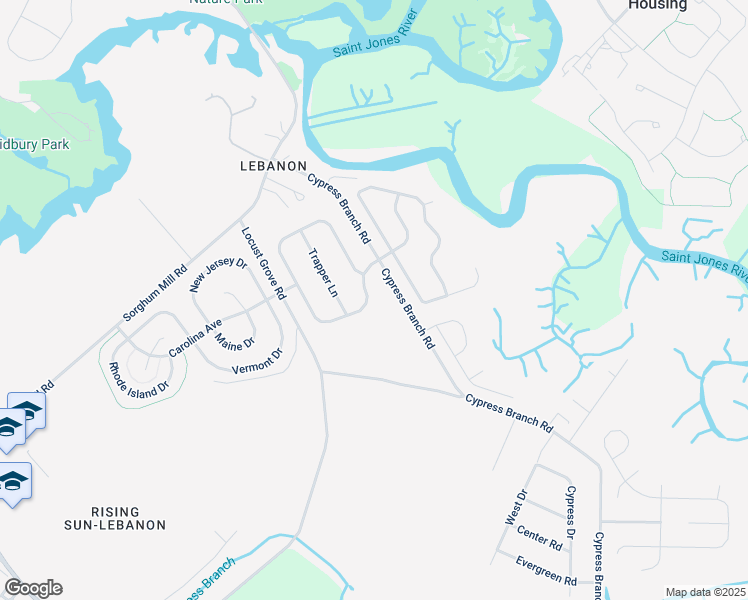 map of restaurants, bars, coffee shops, grocery stores, and more near 105 Quail Landing Circle in Magnolia