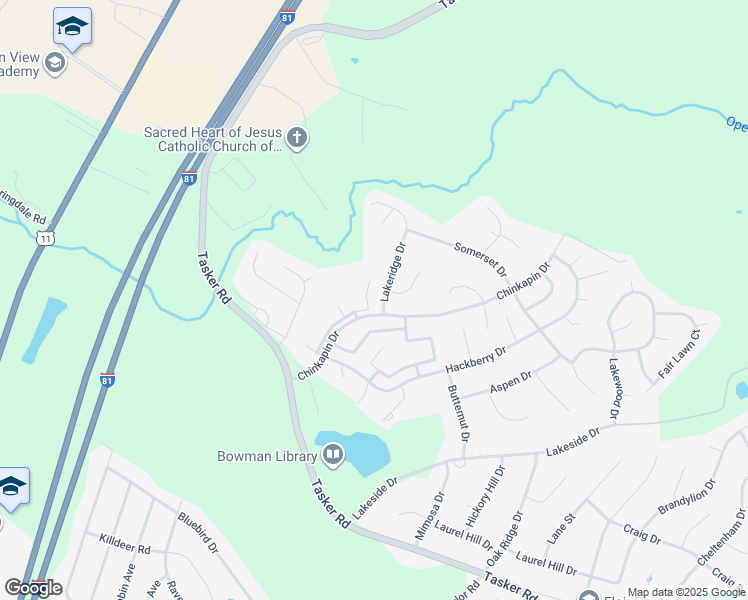 map of restaurants, bars, coffee shops, grocery stores, and more near 111 Timberlake Terrace in Stephens City