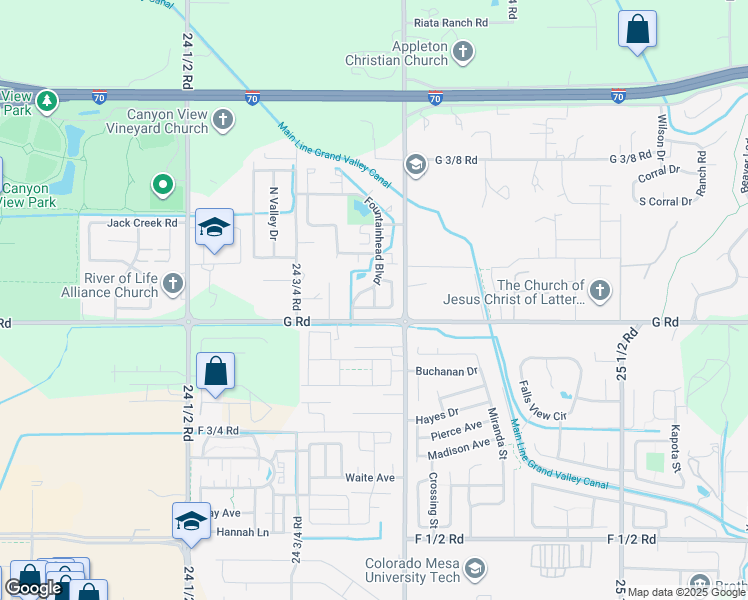 map of restaurants, bars, coffee shops, grocery stores, and more near West Harbor Lane in Grand Junction