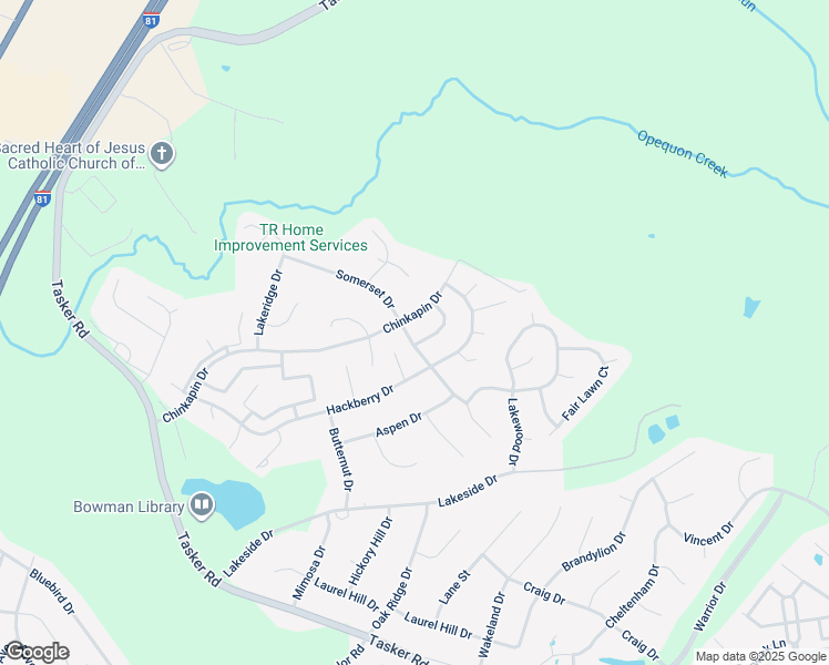 map of restaurants, bars, coffee shops, grocery stores, and more near 116 Somerset Drive in Stephens City