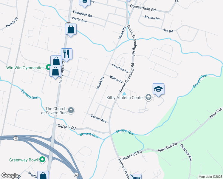 map of restaurants, bars, coffee shops, grocery stores, and more near 92 Edelton Avenue in Severn