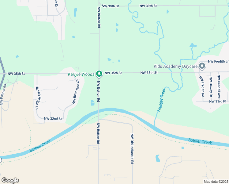 map of restaurants, bars, coffee shops, grocery stores, and more near 3440 Northwest Button Road in Topeka