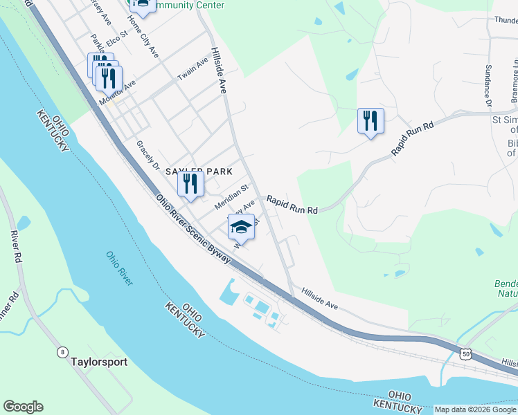 map of restaurants, bars, coffee shops, grocery stores, and more near 143 Whipple Street in Cincinnati