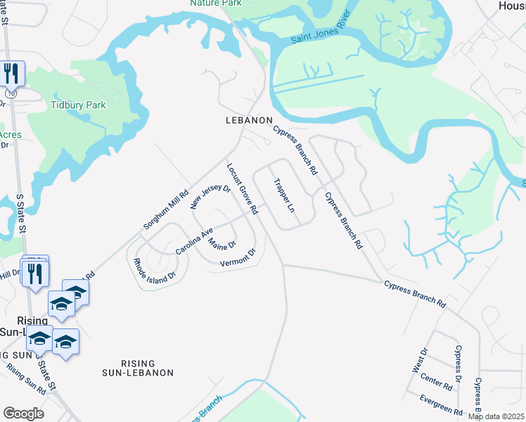 map of restaurants, bars, coffee shops, grocery stores, and more near 319 Quail Landing Circle in Magnolia