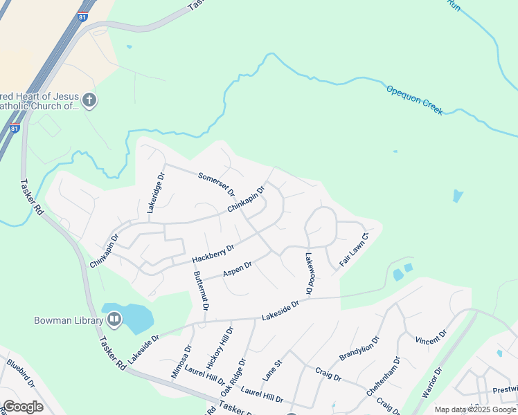 map of restaurants, bars, coffee shops, grocery stores, and more near 107 Golden Pond Circle in Stephens City