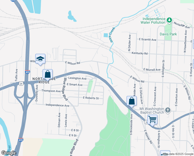 map of restaurants, bars, coffee shops, grocery stores, and more near 328 South Kentucky Avenue in Independence